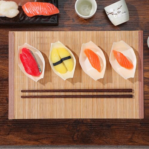 Platos desechables de madera para sushi Lurrose 100pcs miniatura 5