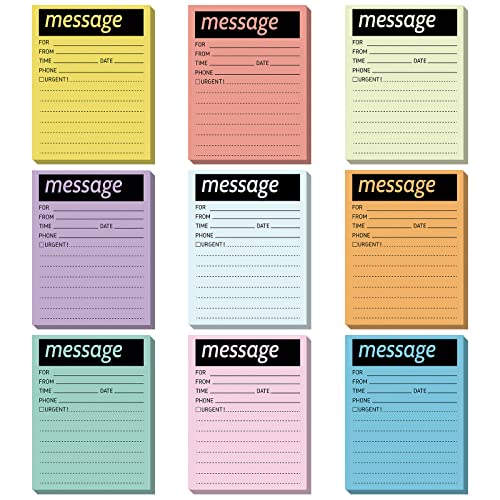 Geyee 9 Pieces Telephone Message Sticky Notes Pads 4 x 5 Inch Assorted Neon Colors Sticky Notes Urgent Self Stick Notepads for Work Call, Office Supplies, 50 Sheets/Pack(Soft Colors)