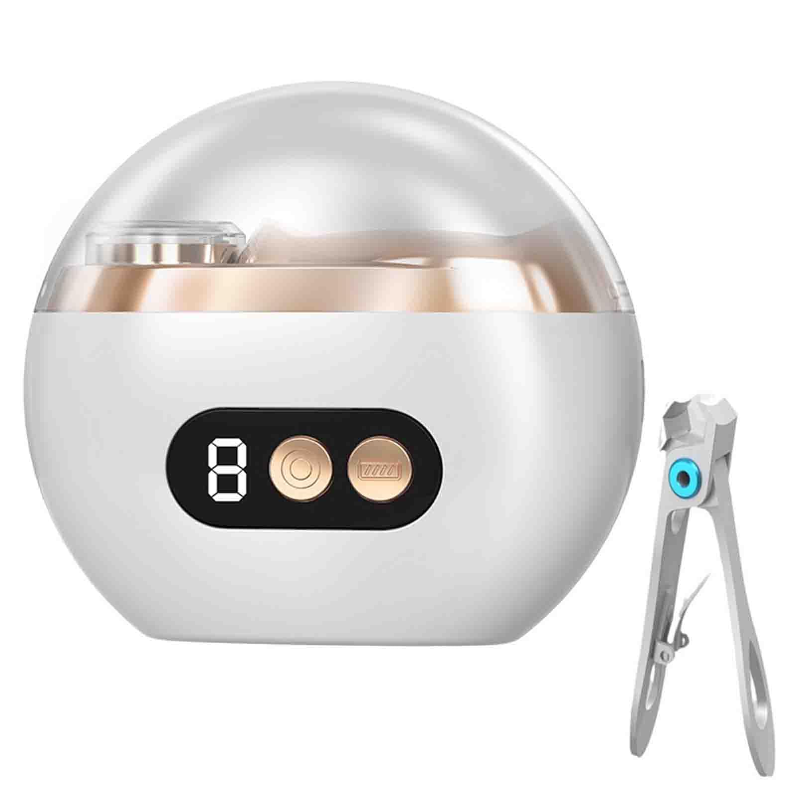 Automatic Electric Nail Clipper for Adults for Seniors 2 in 1 Electric Polishing Rechargeable Nail Grinders and Polisher Nail File Adult Multi-Function 3-Level Strength Adjustment (White,8x9CM)