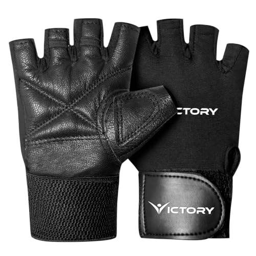 Image of Victory Unisex Gym Gloves with Wrist Support Accessories, for Men Women Weightlifting, Workout Training, Exercise, Cycling Gloves, Bike Sports Gloves (Black)