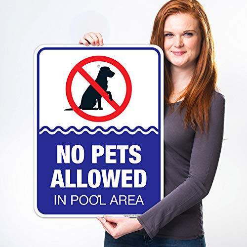 Cartel de aluminio 18x24 pulgadas No mascotas en piscina miniatura 2