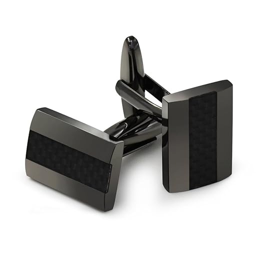 Mr.Van Black Rhodium Plated Cufflinks - Carbon Fiber & Copper Design - 18x12mm Matte Black Steampunk Men's Accessories - Gift Bag Included