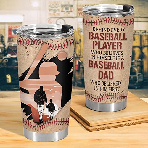34Hd Father Day Gifts For Dad- Baseball Dad Tumbler With Lid- Baseball Gifts For Men Behind Every Baseball Player Best Dad Ever- Stainless Steel Tumbler For Men Birthday Gifts For Dad From Son #TOP1