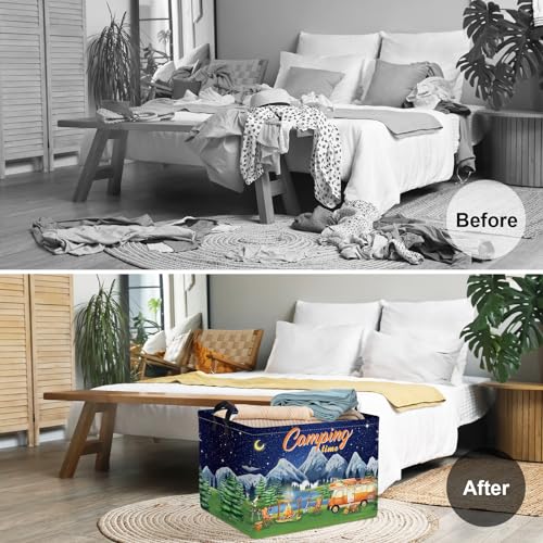 Clastyle-Black-Night-Camping-Storage-Basket-Clothes-Toy-Tool-Food-Picnic-Basket-Outdoor-Beach-Pool-Towel-Basket-Rectangle-Moutain-Lake-Fir-Tree-Caravan-Bin