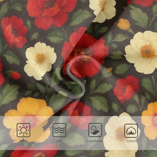 Joisal Cotton Toddler Underwear Floral Vintage Red Yellow Beige Floral Panties Little Girl Durable Kids Undies Briefs 2t3