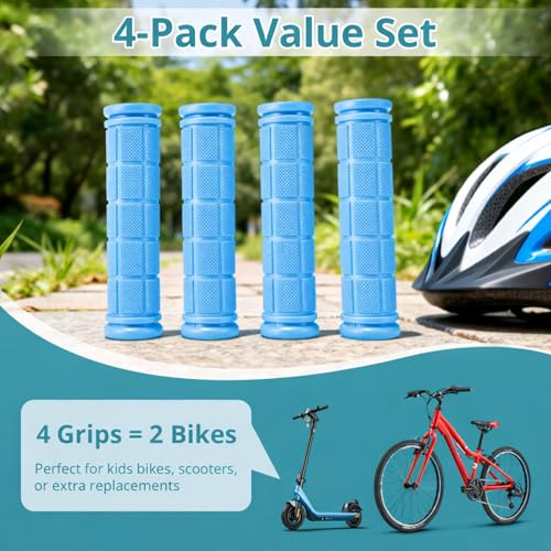 Image of CHUNZEXI 4 PCS Bike Handlebar Grips, Rubber Bicycle Bar Grips Replacement, Non-Slip Handle Grips for Kids Bikes, Scooters, BMX, Mountain & Cruiser Bikes