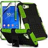 sony xperia z3 compact verde preço  Sony Xperia Z3 COMPACT Funda anti golpes - cubierta robusta resistente de alta calidad reforzada a prueba de golpes resistente a los impactos Executive con protector de pantalla y pen Stylus - Verde - - LOLO®