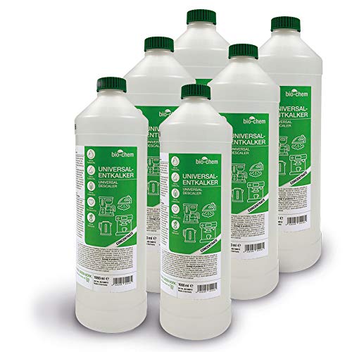 bio-chem Universal-Entkalker biologisch abbaubar (6x 1000 ml) für Kaffeemaschine, Kaffeevollautomaten, Wasserkocher, Bügeleisen, etc. aller Marken und