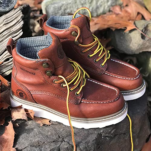 Image of ROCKROOSTER Walker Waterproof Work Boots for Men, 6 inch Soft Toe Comfortable Boot, Rubber Wedge Sole Shoes, Arch Support Anti-Fatigue Boot, Leather Insulated Safety Boots, Electric Hazard