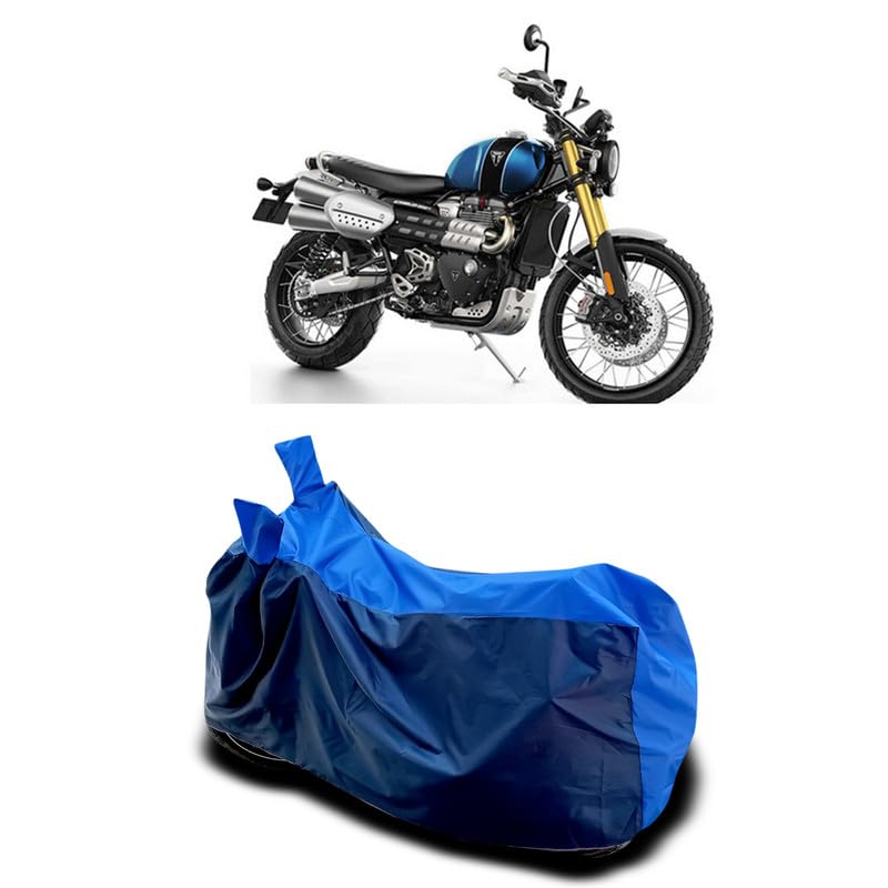 Image of DUFFEL-Two Wheeler Bike Body Cover Compatible for Triumph Scrambler 1200 Bs6 Heat Protectio /UV-Rays /Birds Dropping /DustProof /Waterproof All Variants [Nevay Blue]