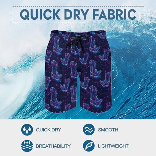Hawaiian Shorts for Men - Comfy Cyber ​​Cowboy Boots Print Mens Swim Trunks Bathing Suits with Mesh Lining4
