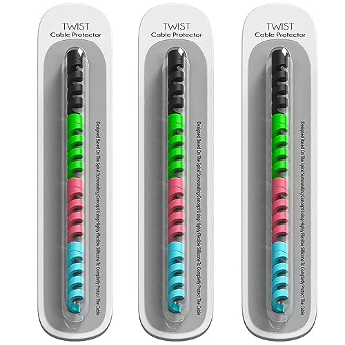 FebSmart Spiral Charger Cable Protector (Set of 12), Data Cable Saver & Charging Cord Protective Cover for Mobile, USB, Headphones, Earphones – Prevents Fraying & Damage