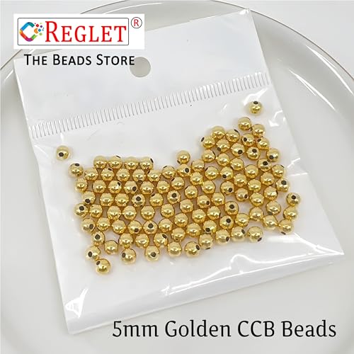Image of 3000 Pcs Golden Pearl Beads for Jewellery Making Kit | Bead Bracelet Making for Women Girls Kids | Crystal Beads for Craft | Pearls for Craft | 5mm | 200g