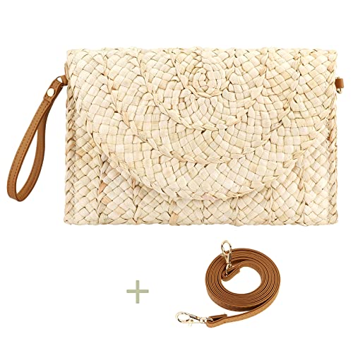 Image of Gets Straw Clutches Beach Bag for Women Summer Crossbody Straw Bag with Strap