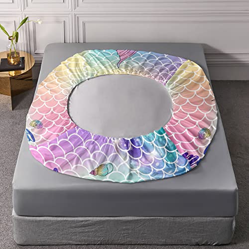 Datura Home 4Pcs Kids Fitted Sheet And Flat Sheet Set Rainbow Scales Mermaid Printed Pattern Bedding Set With 1 Sheet And 1 Fitted Sheet + 2 Pillowcases For Boys And Girls (Rainbow Scales Twin) #TOP4