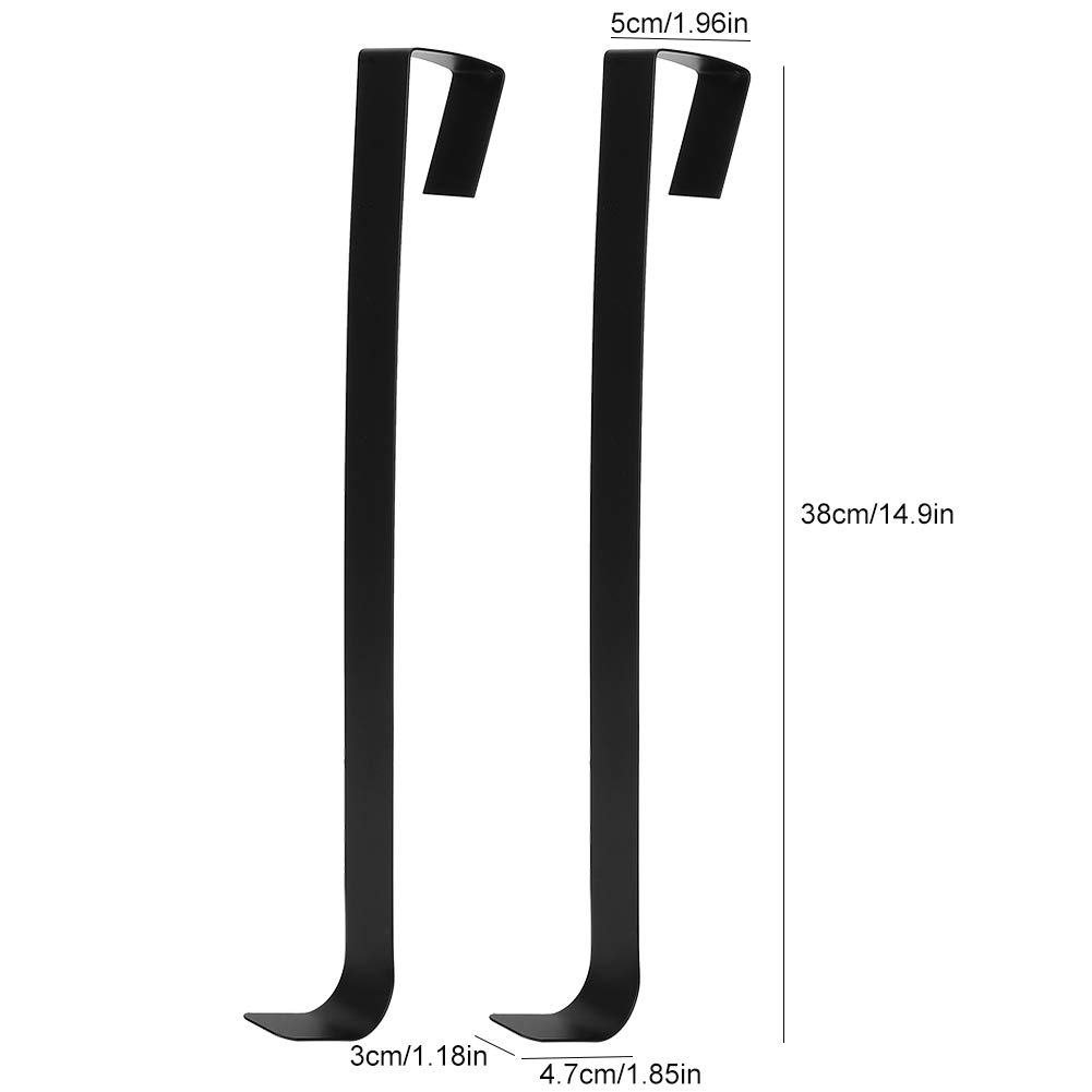 Restokki Wreath Hangers for Front Door, Door Wreath Hanger, 2Pcs Wrought Iron Innovative Christmas Garland Wreath Door Hook, Christmas Decorations(Black)