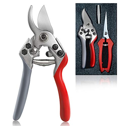 pozzolanas Pruning Shears, Garden Clippers Plant Scissors Professional Bypass Pruner Tree Branch Cutter Plant Trimming Scissors 2 PCS Red