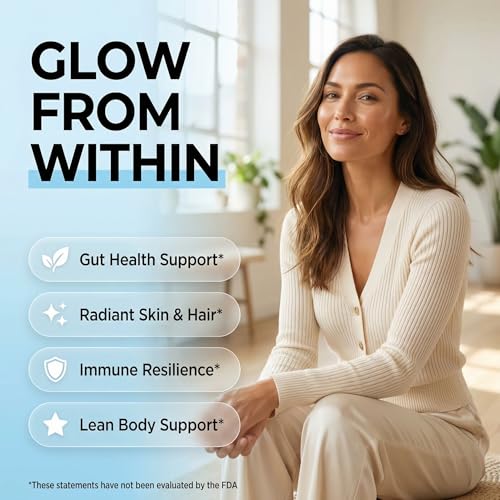 Image of Bovine Colostrum Powder + Collagen Peptides with L-Glutamine L-Lysine Prebiotics Probiotics Digestive Enzymes Vitamin D K2 C Quercetin & Folate | Gut Health Supplement Internal Glow By Clean Nutra
