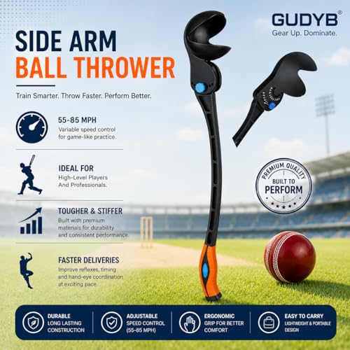 Image of Adjustable Cricket Ball Thrower | Fast & Accurate Robo Cricket Arm for Cricket Practice | Compatible with Leather, Tennis & Synthetic Balls | Protective Cover (Colors May Vary)