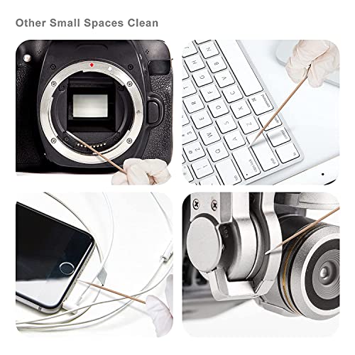 Rofitbest 400 Stück Wattestäbchen, spitz Wattestäbchenspender, kleine Wattestäbchen, Holzgriff, für Tattoo, Augenbrauen, Beauty, Make-up, Nägel (400 PCS)