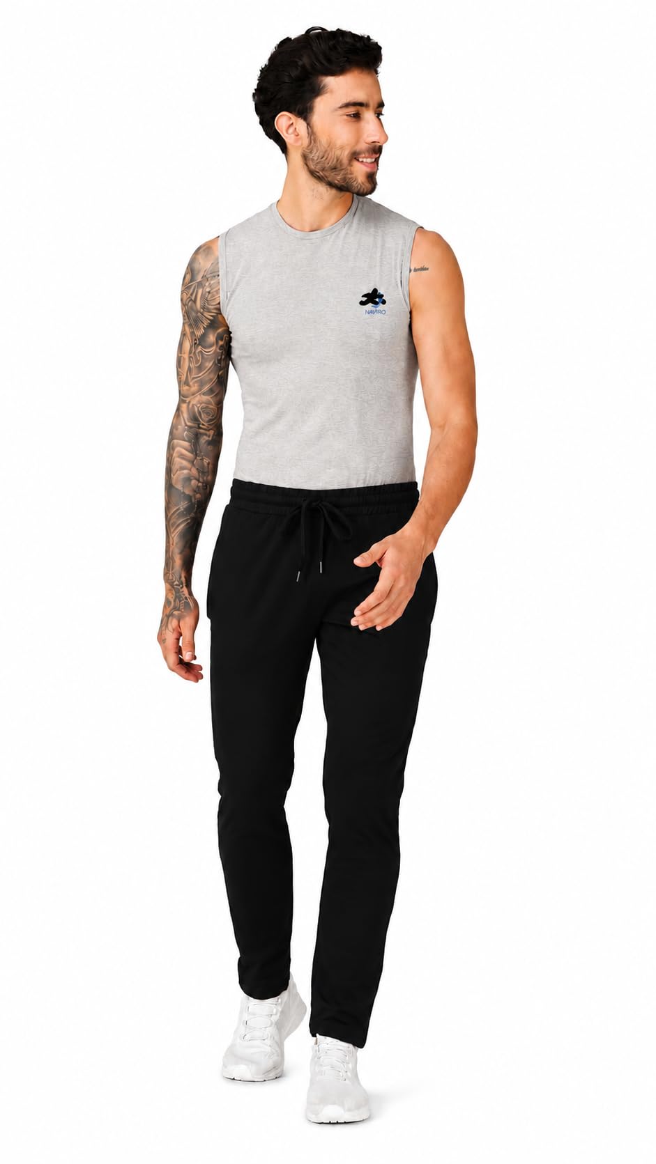 Men's Premium Slim Fit Sweatpants, Black, Elastic Waistband with Drawstring, Lightweight Breathable Casual Gym Wear-picture-12
