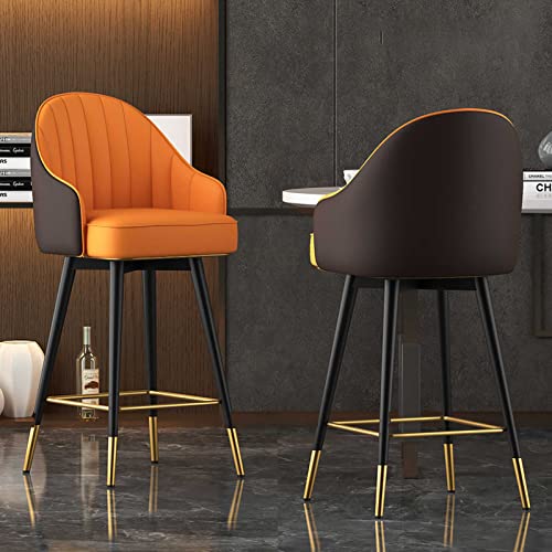 Conjunto de 2 taburetes giratorios de la barra Premium PU cuero tapizado diseño trasero para cómoda experiencia comedor cocina taburetes