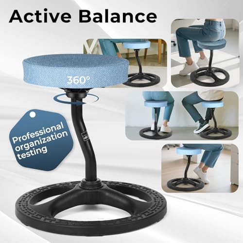 Image of ADHD Chair for Kids, Yoga Chairs for Adults, Wobble Stool Active Flexible Seating Desk Chair with Non-Slip Base and Washable Seat Cover for Stability, Balance, Yoga, Office, School, Classroom