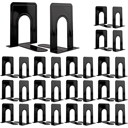 30 pcs metal book ends for shelves heavy duty bookends for office home kitchen decorative nonskid book ends to hold heavy books black 65 x 5 x 57 in 15 pairs