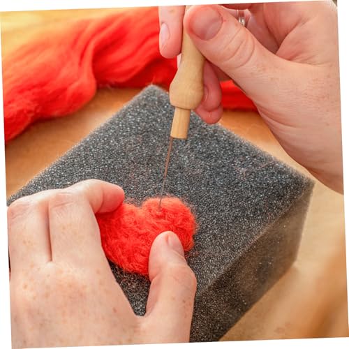 Image of Wakauto 10Pcs Poking Felting Needle Pen Wooden Punch Handles,Cross Stitch Felting Needle Handles Wool Felting Supplies Embroidery Needle Handles Replacement