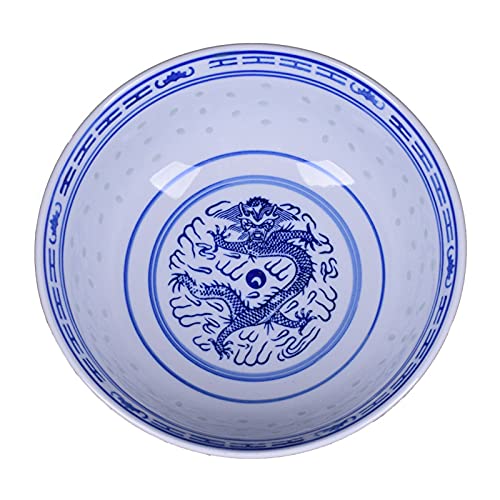 Lihuzmd Ceramic Ramen Noodle Bowls, Blue and White Porcelain Chinese Retro Dessert, Soup, Cereal, Rice, Udon, Asian Noodles Bowl,7in,2PCS