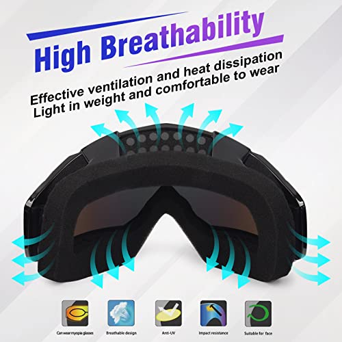 Wellovar Dirt Bike Goggles- Dustproof Atv Goggles- Windproof Motorcycle Goggles- Riding Accessories- Ski Goggles With Over The Glasses- Racing Helmet Goggles For Adults Men Women Youth #TOP5