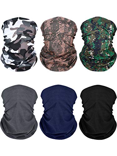 Boao 6 Pieces Unisex Magic Headband Multifunctional Elastic Head Wrap Seamless Neck Gaiter for Running Cycling Outdoor Activities (Color Set 2)