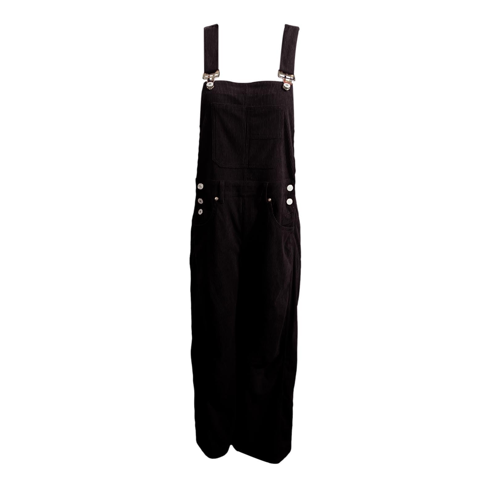 Ensemble Femme Chic Et Elegant -Jumpsuit en velours côtelé grantaille salopette jambes larges avec taille ajustable idéale le travail les loisirs