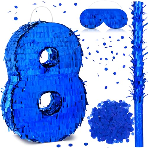 Halloscume Royal Blue Number Piñata16 Inch Blue Piñata Decor, Number 8