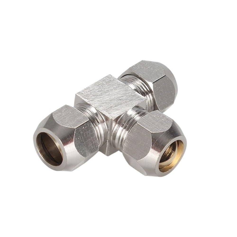 Raccords pneumatiques en laiton de type T – Tube de compression durable en T connecteur de joint en T pour PE/PEG – 1 pièce (8 x 6 x 8 mm)