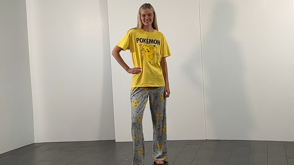 Pokemon Women's Pikachu Bolts 2 Piece Shirt and Pant Combo Adult