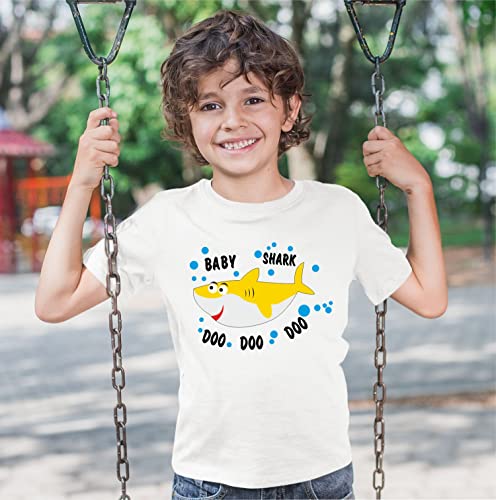 Image of Hangout Hub Men's Women's Boy's Girl's Round Neck T-shirt Shark Family Printed White Color -Family Tshirts