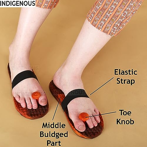 Image of INDIGENOUS Wooden Foot Acupressure Massager Khadau Health Care Slippers For Acupuncture Or Acupressure Therapy /Therapeutic /Great Relaxing Slippers For Both Men And Women (Size-7)