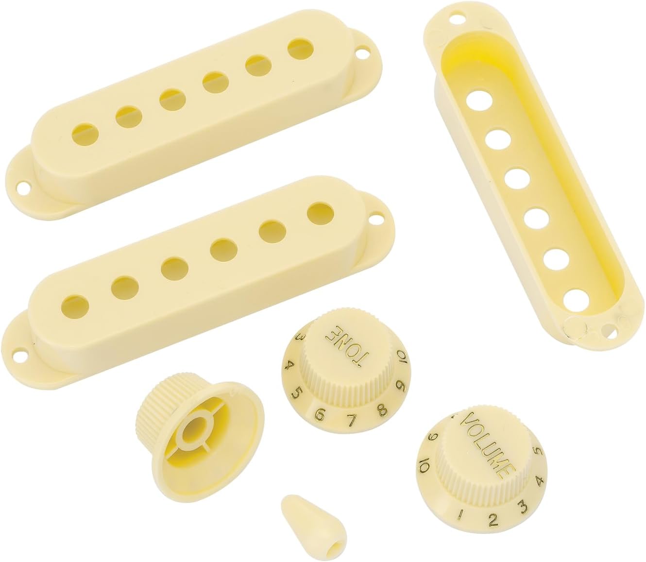 Electric Guitar Single Coil Pickup Cover Switch Tip 1 Volume 2 Tone Knobs Set for Fender Stratocaster Strat ST Electric Guitar Replacement Parts Cream