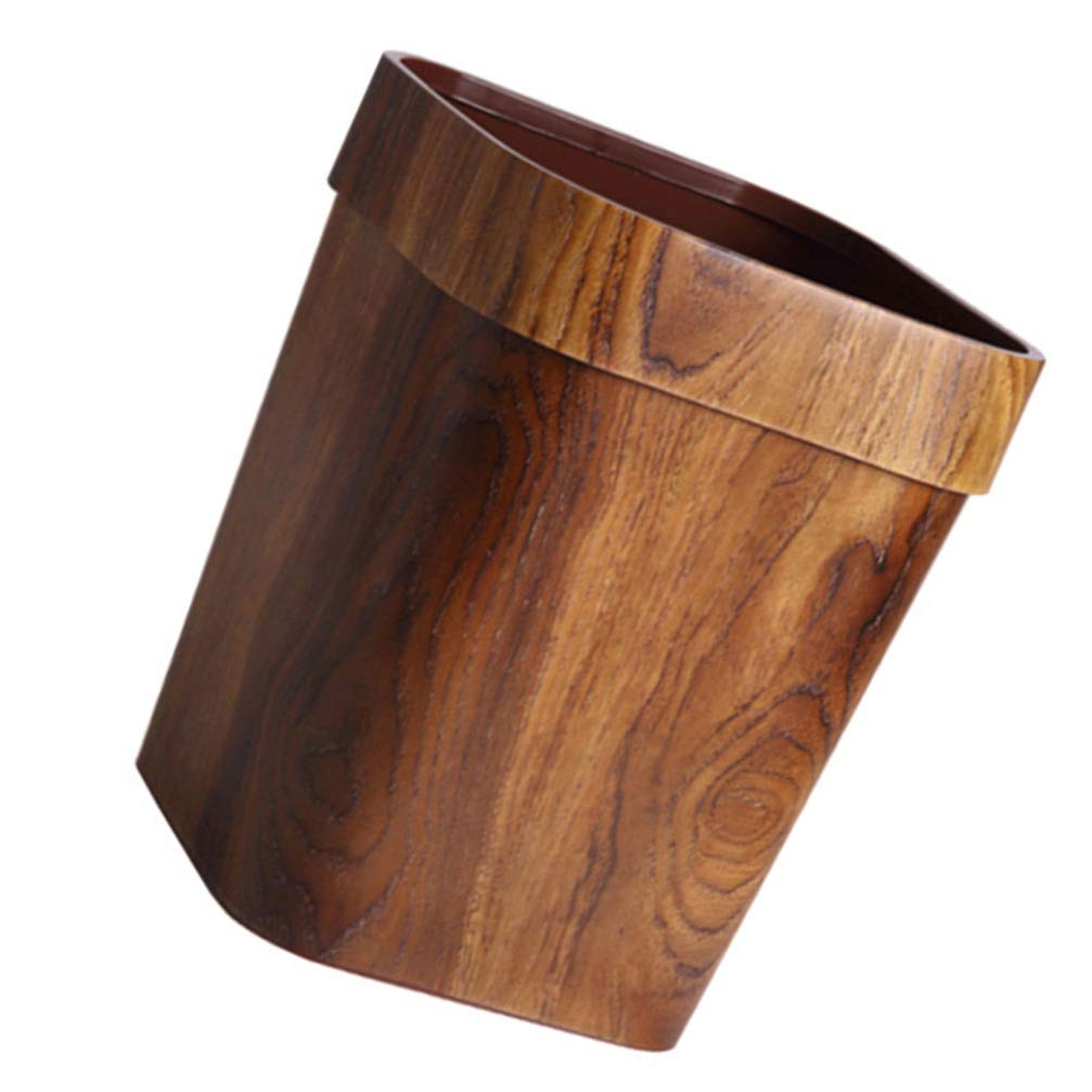 LIFKOME Office Trash Cans Retro Trash Can Wood Small Square Wastebasket Garbage Container Bin Imitated Wood Waste Bin Trash Can Pail for Bathroom Bedroom Kitchen Home Office 14L Ornament Container