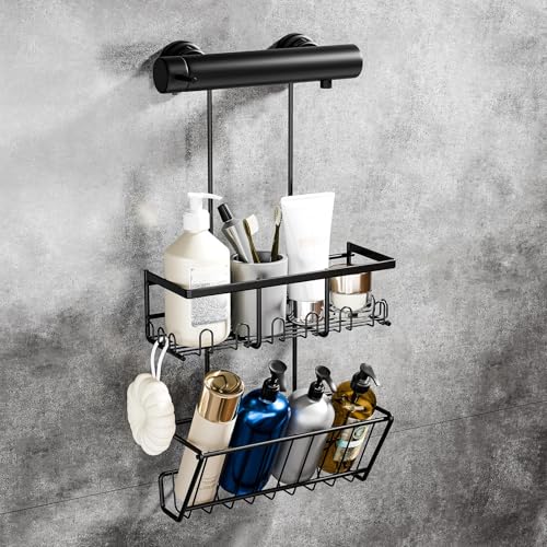 HouseUp Estanteria Ducha - Estante de ducha colgante - Estanteria Ducha Organizador Baño Estante Ducha sin Taladro Estanteria baño Sin Taladro Acero Inoxidable (negro)