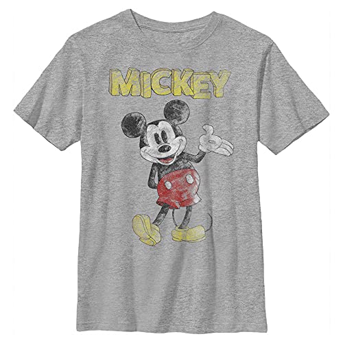 T-shirt Mickey Disney garçon gris chiné en taille L coupe regular pour enfant