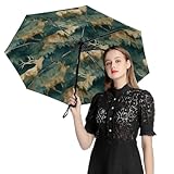 YCJUGWSP Deer Forest Green Watercolor Compact Umbrella Travel Size Parasol with UV Windproof Lightweight Portable Folding Umbrellas for Rain