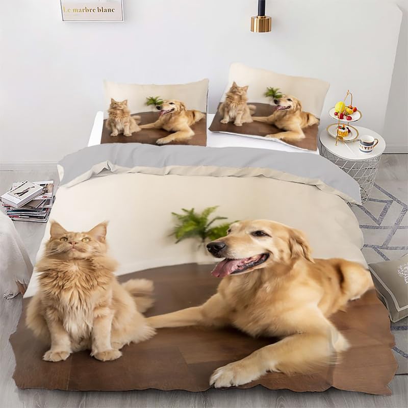 Housse de Couette 90x190 Enfant Microfibre Anti-Pli Parure Lit Chien