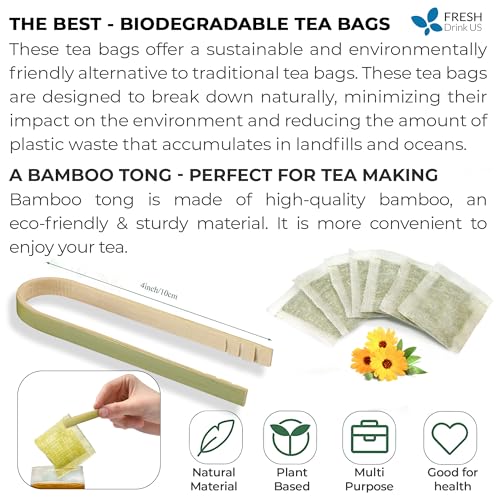 Image of FreshDrinkUS, Premium 35 Spearmint Tea Bags, 100% Natural Spearmint Leaves. Loose Leaf Spearmint Herbal Tea. Spearmint Leaf Tea. No Sugar, No Caffeine, No Gluten, Vegan.