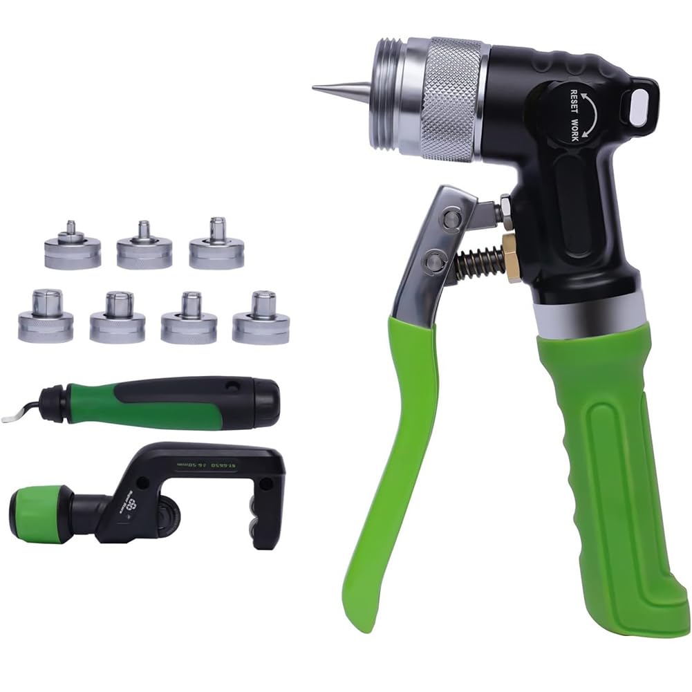 Kit d'outils d'extension de tube en cuivre hydraulique pour tuyaux en cuivre de 3/8" à 1-1/8" - Comprend un outil d'ébavurage, un coupe-tube et 7 têtes d'expansion