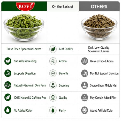 Image of BOVI Spearmint Herbal Loose Leaf Tea, 100g | Supports Women's Wellness, Hormonal Balance & Digestion | Gluten-Free Herbal Tea for Gut Health & Fresh Breath