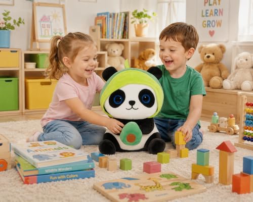 Image of Fun4you Avocado Panda Soft Toy | Cute Plush Stuffed Animal with Hoodie for Kids | Cuddly Panda Doll for Baby Girls & Boys | Birthday Gift, Sleeping Companion & Nursery Decor (30 cm)