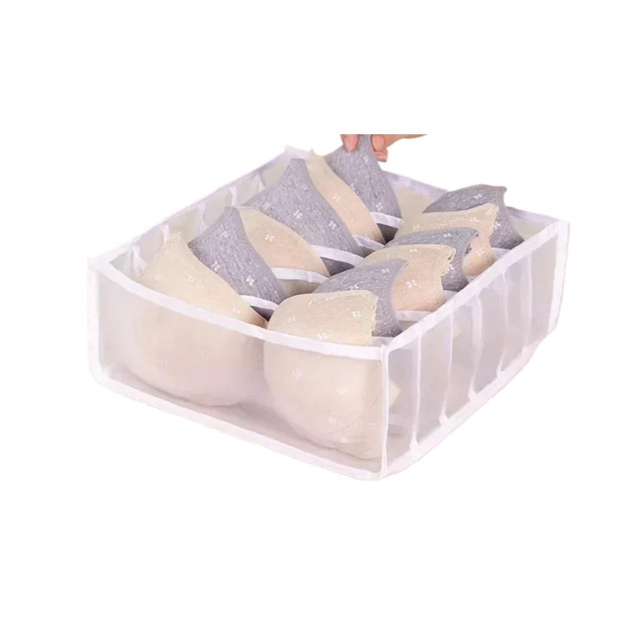 BAYNOPURIN Sock Storage Box Underwear Drawer Organizer Storage Box Foldable Closet Organizers Divider For Underpants Socks Bra Boxes(Pure white 6 grids)