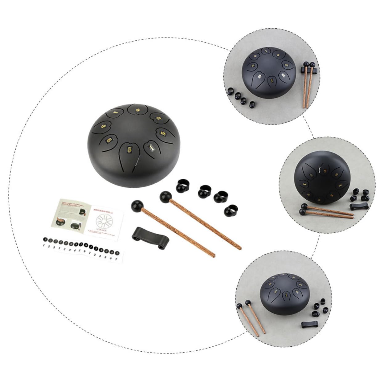 ULDIGI Beginner Friendly Ethereal Drum Tongue Drum Set Portable Hand Drum Steel Tongue Drum Mallet for Music Enlightenment
